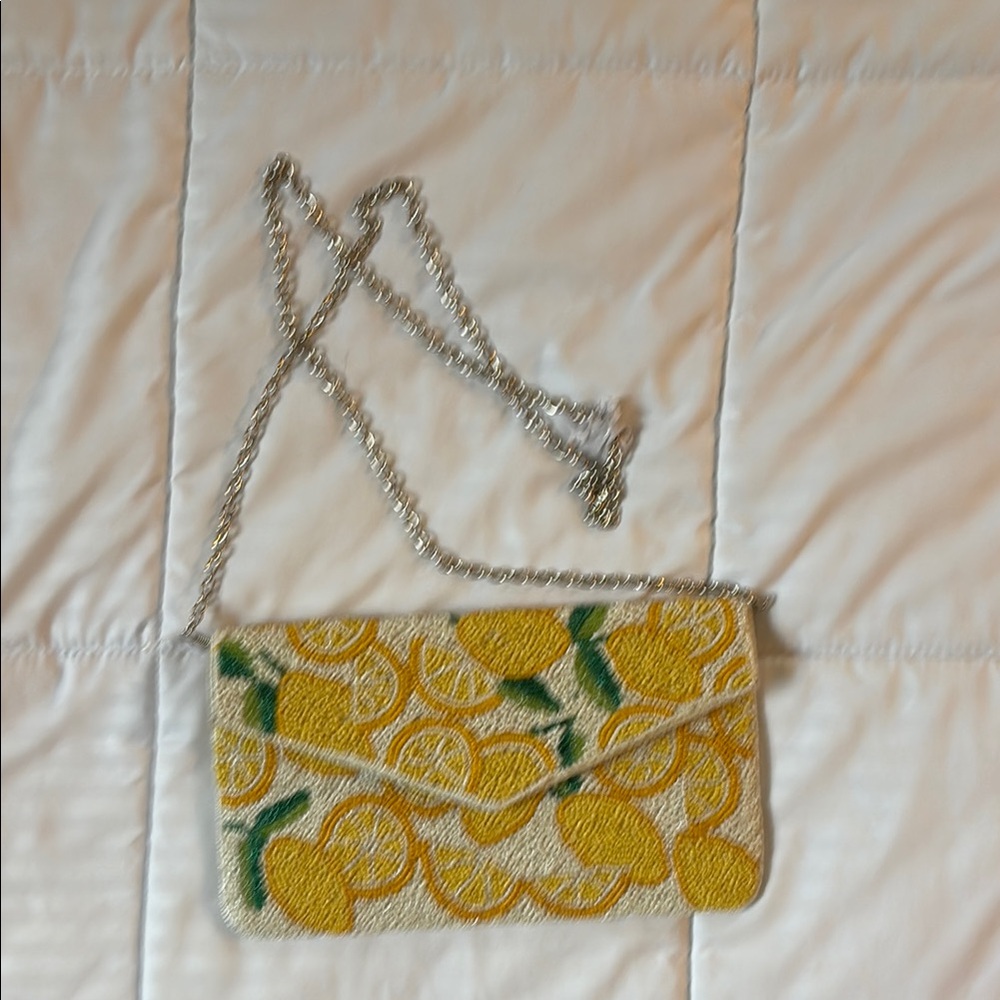 Kelly & Katie Yellow and Green Crossbody Bag with Citrus Design